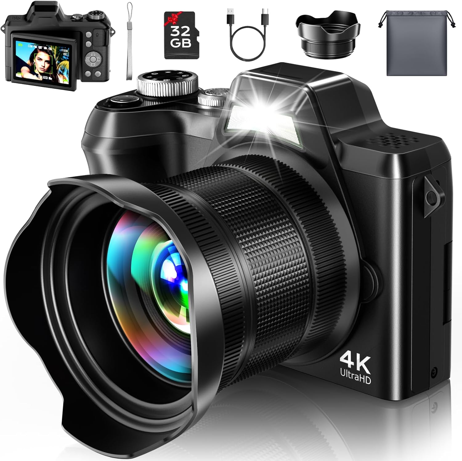 Photography Camera - 4K Travel Photography Digital Camera, 56MP