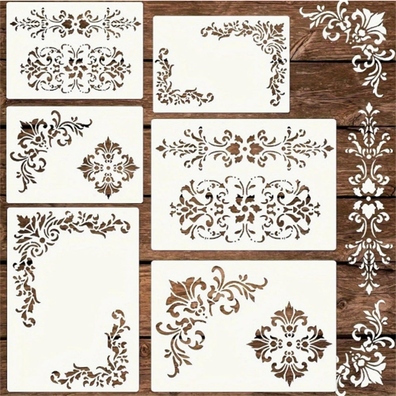 Photography Angle - 6Pcs Floral Corner Stencils for Painting