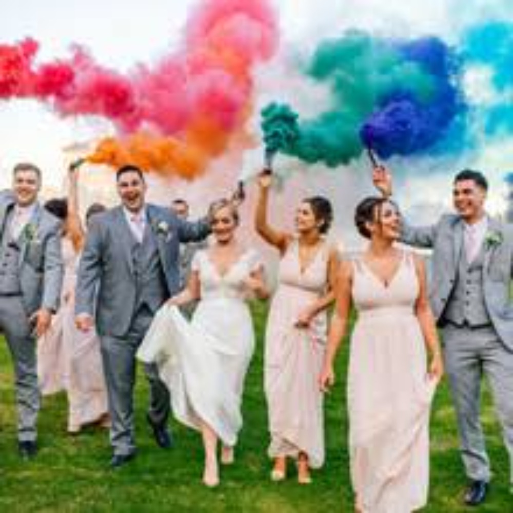 Photography Interest - Colorful Handheld Smokes Wedding Stage Studio
