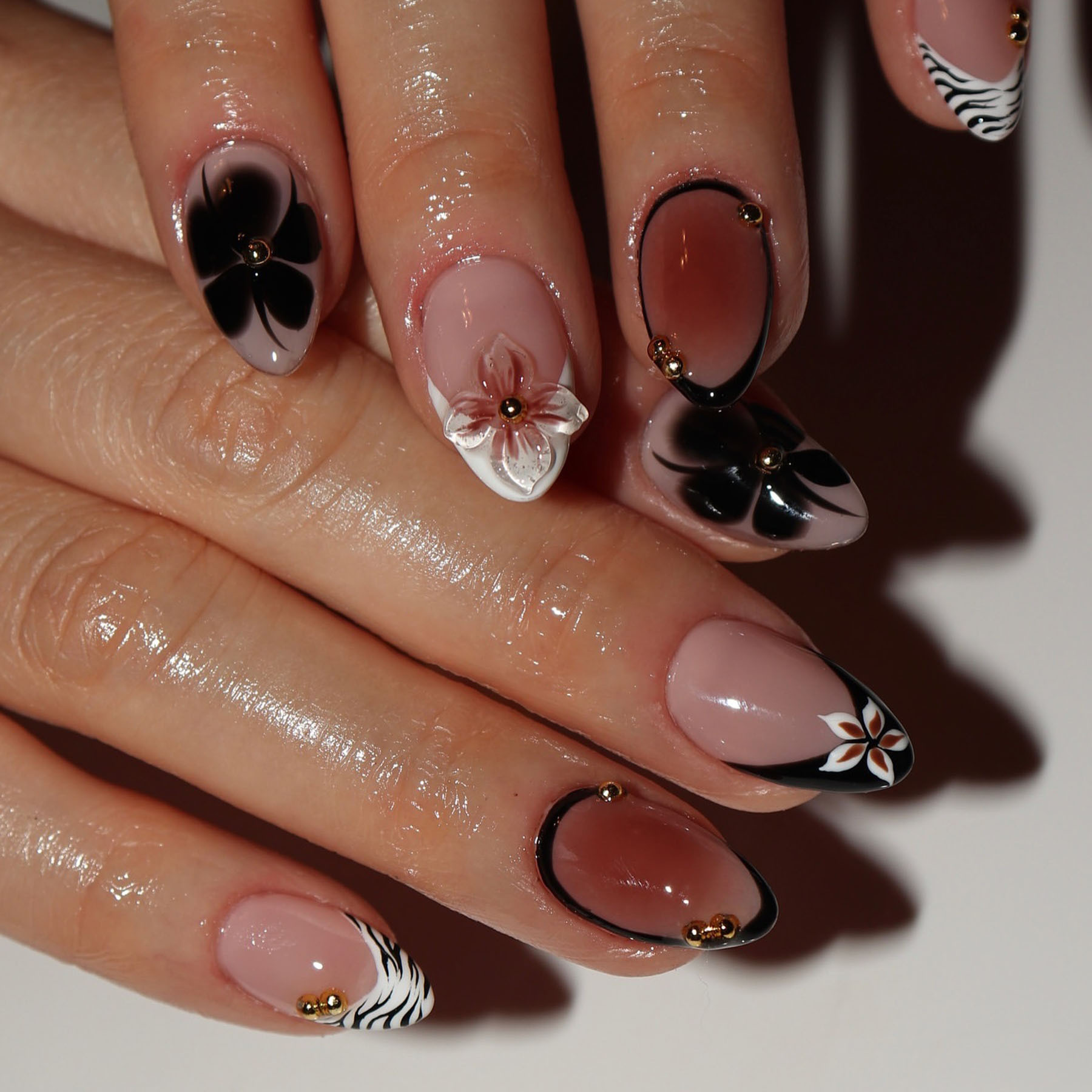 24pcs Flower False Nails Brown - đánh giá và giá Photography Tips