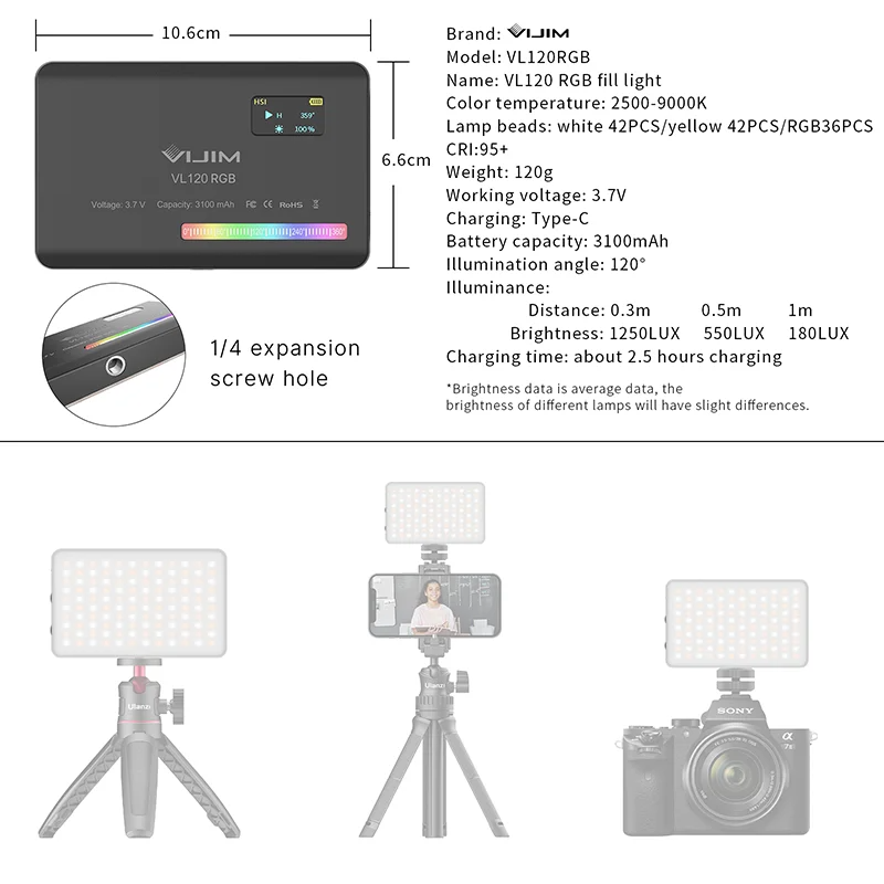 2026 New120 RGB Pocket Fill Li - đánh giá và giá Photography Camera
