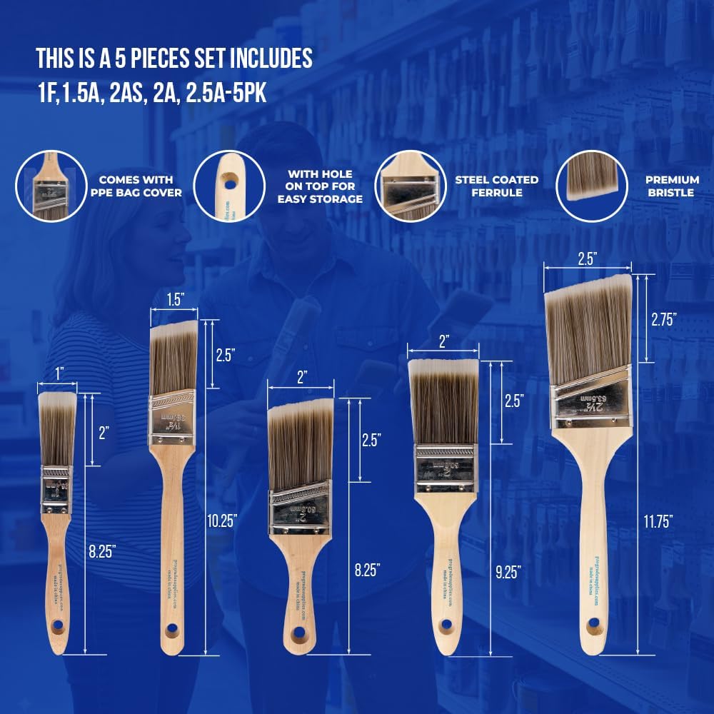 5-Piece Paint Brush Set, Flat  - đánh giá và giá Photography Angle