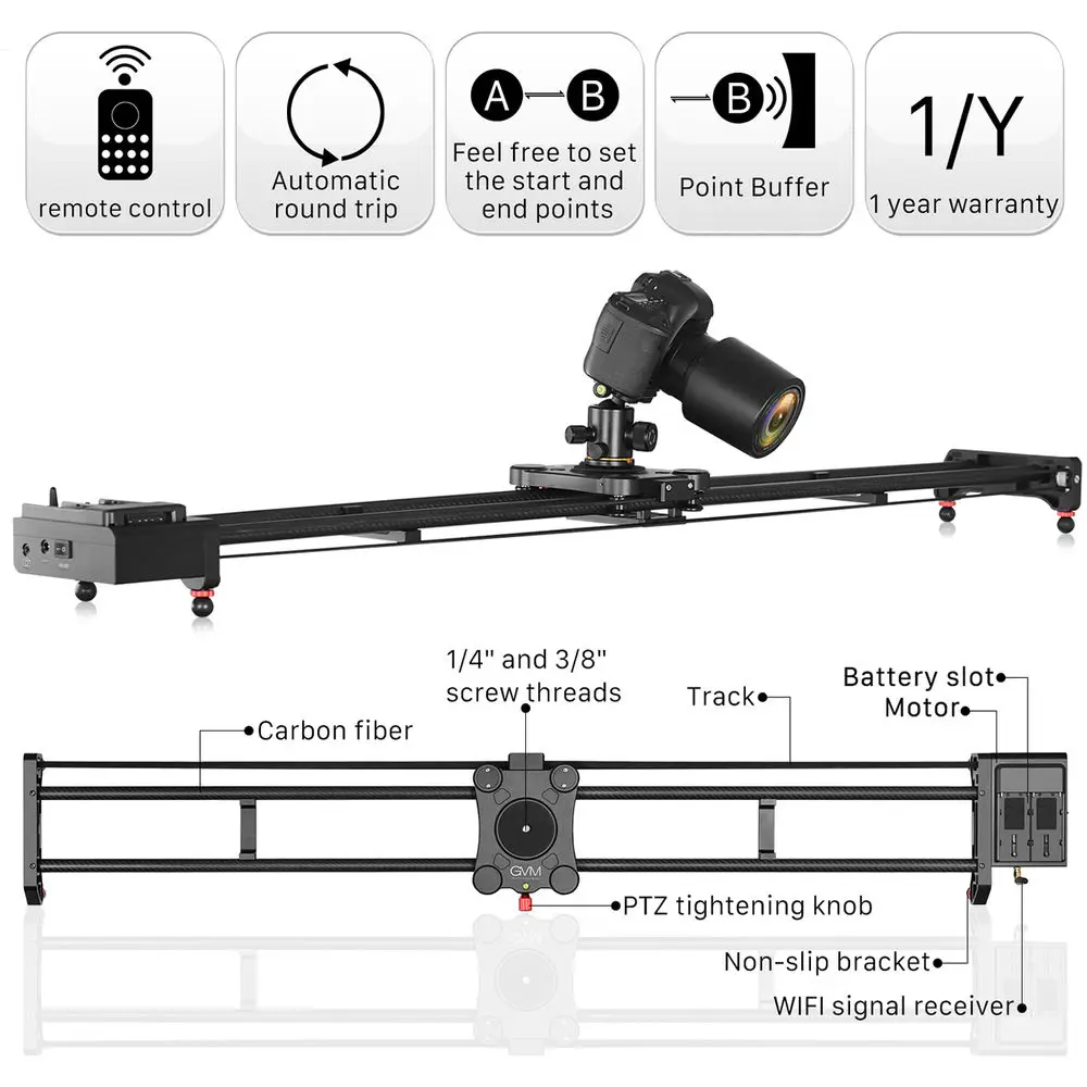 GVM GT-120WD 47inch Motorized  - đánh giá và giá Camera Slider Rail