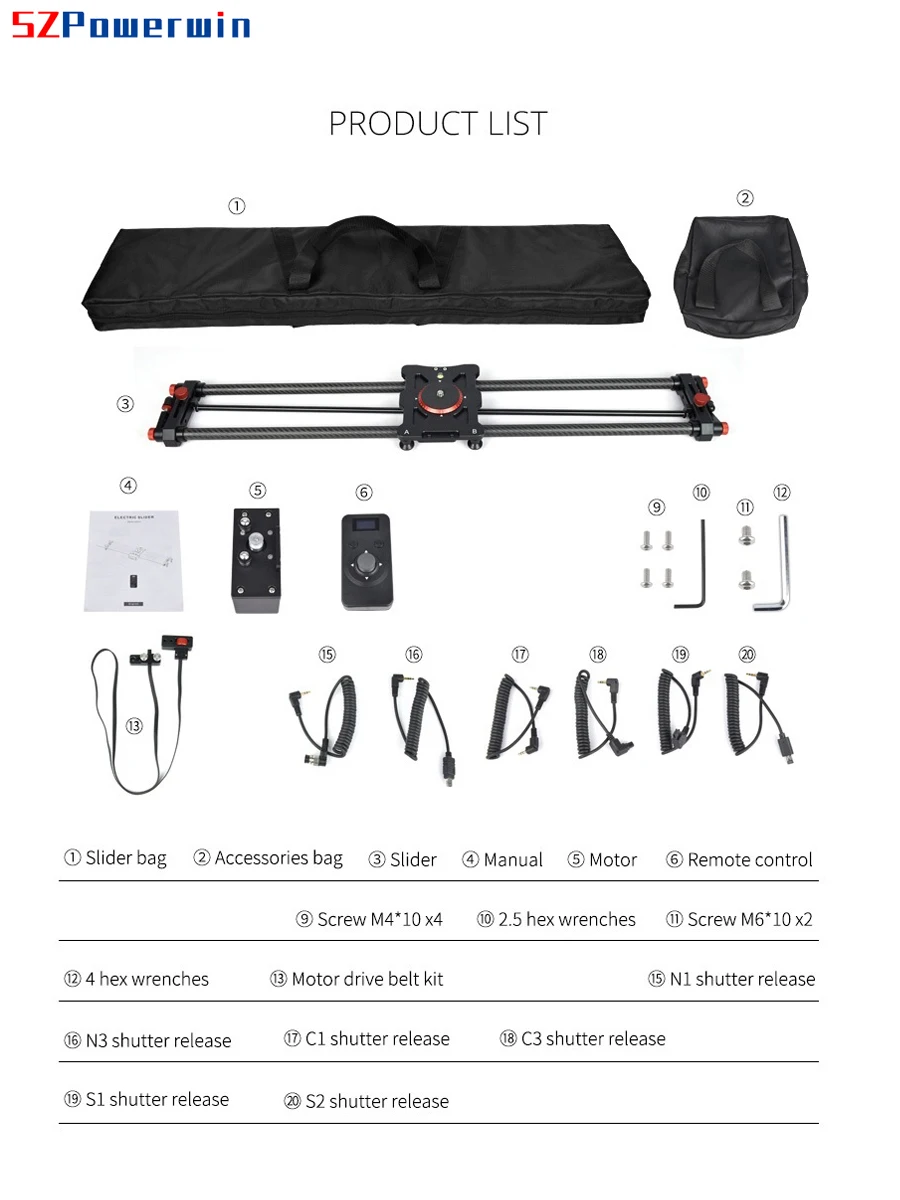 SZPowerwin 80CM Professional E - đánh giá và giá Camera Slider Rail