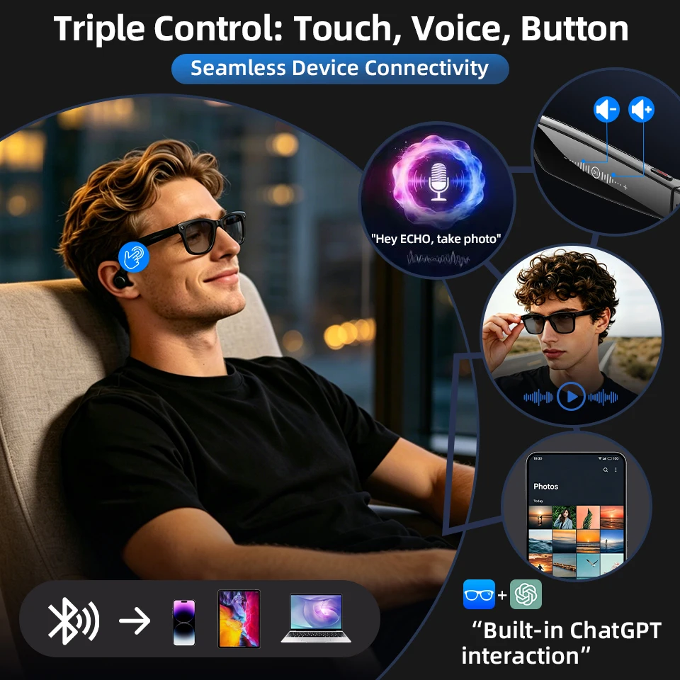 13MP HD Camera Smart Glasses A - đánh giá và giá Photography Translate