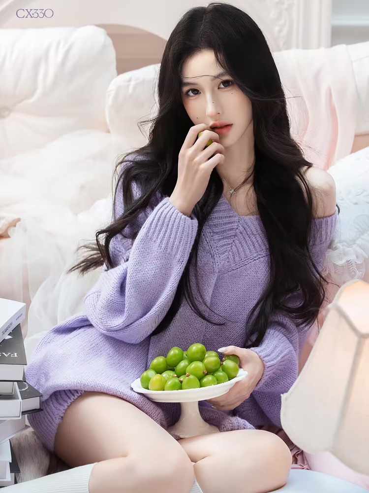 Autumn Winter Purple Sweater O - đánh giá và giá Photography Studio